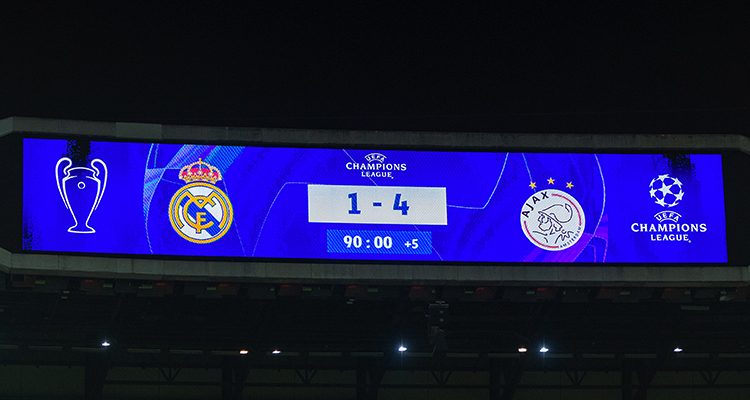05-03-2019: Voetbal: Real Madrid v Ajax: Madrid
Champions League 2018-2019
Scorebord, einduitslag